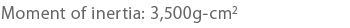 Moment of inertia: 3,500g-cm2